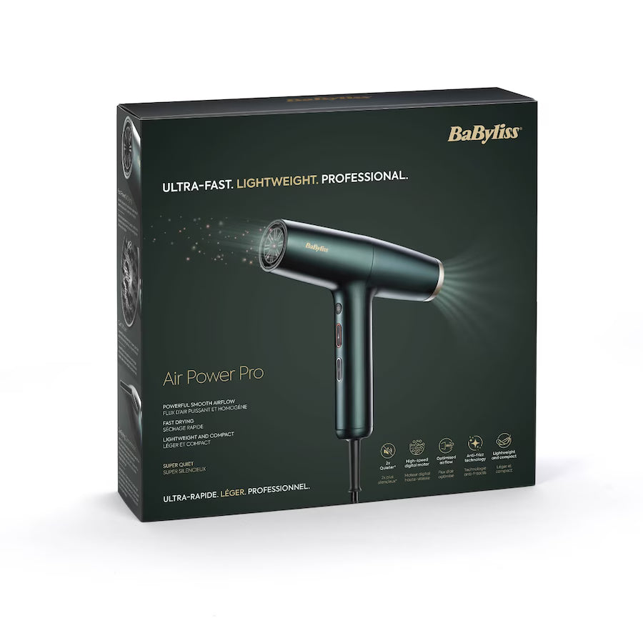 BaByliss Air Power Pro – Sèche-cheveux professionnel 1700W avec moteur numérique et flux d’air 200 km/h